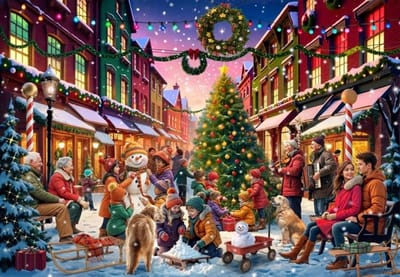 Bluebird Puzzle kerst puzzel Christmas Street - 1000 stukjes.