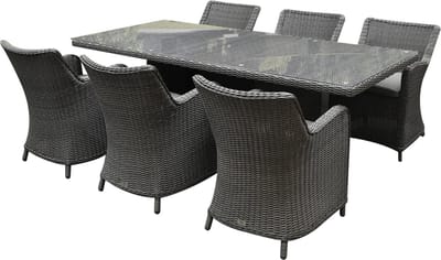 Bilbao Menorca dining tuinset 220x100xH77 cm 7 delig antraciet