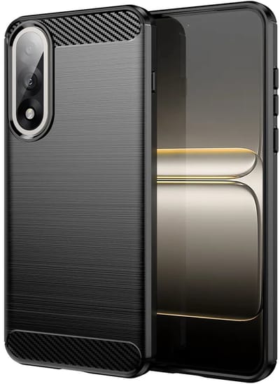 MobyDefend Hoesje - Geschikt voor OnePlus Nord 5 - TPU Backcover - Geborstelde Metaal & Carbon-Look - Zwart