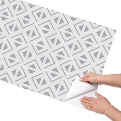 Coloray Meubel Wrap Folie - Grijs Meubelfolie - 65x130 cm - Decoratiefolie Zelfklevend Geometrisch patroon - Meubelfolie Zelfklevend - Geometrische Meubelfolie - Wrapfolie Keuken - Wanddecoratie - Achtergronden en patronen