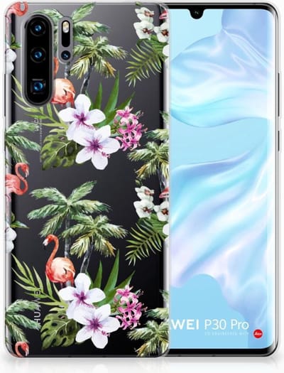 Huawei P30 Pro TPU Hoesje Flamingo Palms