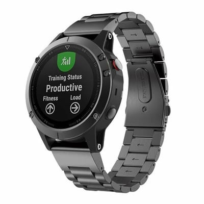 By Qubix - Geschikt voor Garmin bandje - 22mm Quickfit - Stalen schakelband - Zwart - Geschikt voor Garmin Fenix 8 / 8 Pro - 47mm