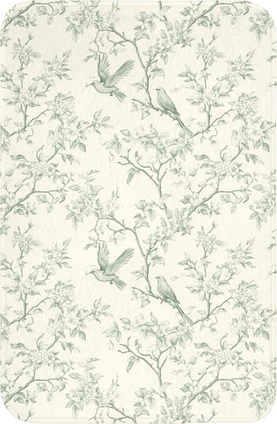 WC mat 40x60 cm - Antislip - Klassiek - Vogels - Groen - Toiletmat - Vloermat - Douchemat - Toilet tapijt - Toiletmatten