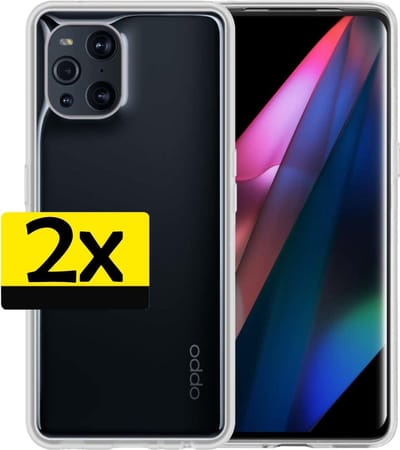 Hoesje - 2 Stuks - Geschikt voor OPPO Find X3 Pro - Sterk & Shockproof - Case Siliconen - Back Cover - Telefoon Hoes - Telefoonhoesjes - Transparant