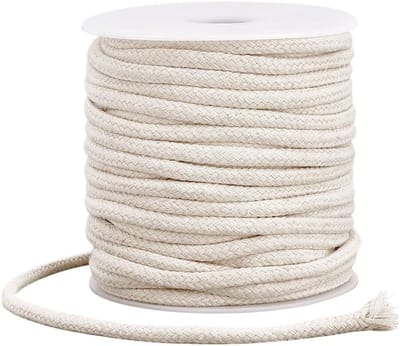 27 Yards 5mm Katoenen Touw voor Macramé, Trekkoord en Creatieve Knutselprojecten - Wit Natuurlijk Katoen voor Kussens en Breiwerk