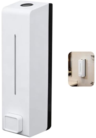 Wandgemonteerde Zeepdispenser 600 ml - Handmatige Pompdispenser voor Shampoo, Douchegel en Vloeibare Zeep - Navulbaar ABS Kunststof - Wit
