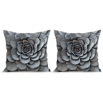 Taie d'oreiller Housse d'oreiller 45x45 Housse de coussin carrée Literie Maison Canapé Housse d'oreiller Design Nordic Fleurs Sculptées Trois-Dimensions 45x45cm