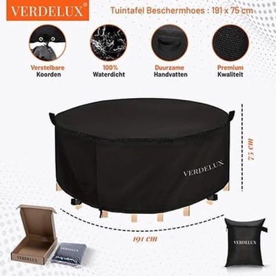 Tafelhoes 191 x 75 cm Rond Zwart
