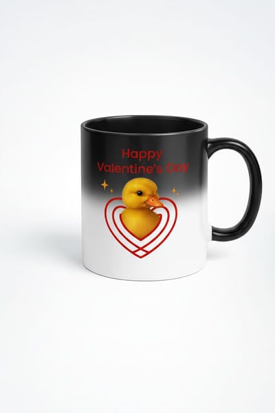 Magische Valentijnsdag Mok met Schattig Eendje - Warmtegevoelige Beker