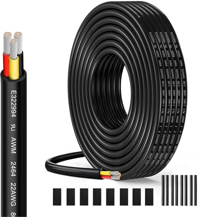 3-aderige Zwarte Elektriciteitsdraad 5 Meter 0,34mm2 300V Flexibele Installatiekabel