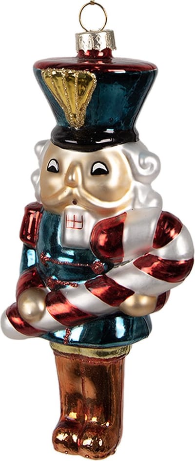 Clayre & Eef Kersthanger Notenkraker 15 cm Blauw Glas