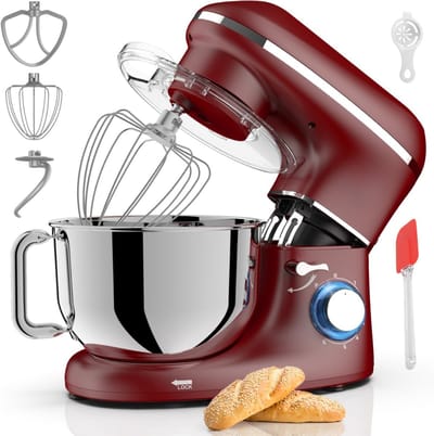 Nexvo® Deegmachine - Elektrische Deegmixer - Keukenmixer - 6.2L - Mixen en Mengen- Rood - 38cm x 24cm x 32cm