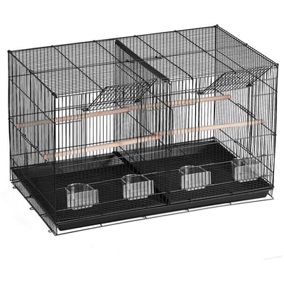 Cage de vol pour oiseaux avec séparateur 18 po Petite cage métallique pour perruches Noir