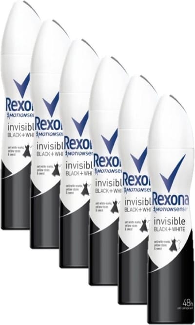 Rexona Invisible Black & White Diamond XL Deodorant Spray - 6 x 250  ml