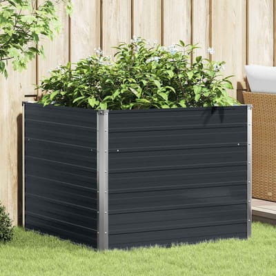 vidaXL - Plantenbak - verhoogd - 100x100x77cm - gegalvaniseerd - staal - antraciet