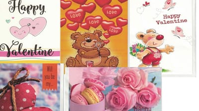 5 Valentijns wenskaarten - Happy Valentine - will you be my Valentine - Valentijn - banco binnenkant