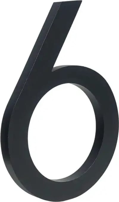 Milano Black Huisnummer 6 - 15 cm hoog - Aluminium - Groot Modern Zwart Huisnummer - Zwart huisnummer - Huisnummer Zwart