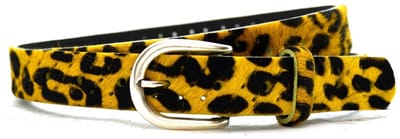 Damesriem panter geel/zwart - Mooie damesriem van koehuid met speelse panterprint - trendy damesriem - One size
