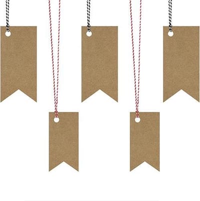 Partydeco - Gift labels recht kraft (6 stuks)
