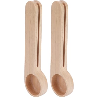 2 STUKS 2in1 Houten Koffieclip Schep Voedsel Snack Sluitclip Thee Koffieboon Maatschep