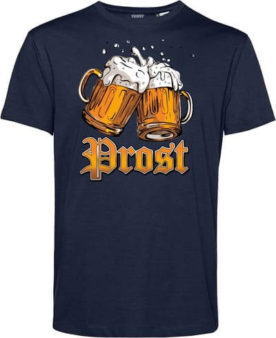 T-shirt Prost | Oktoberfest dames heren | Carnavalskleding heren dames | Foute party | Navy | maat XS