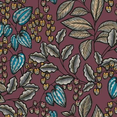 Bloemen behang Profhome 377546-GU vliesbehang glad met bloemen patroon mat rood beige blauw geel 5,33 m2