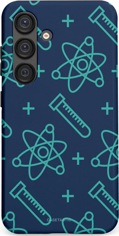 Casetastic hoesje geschikt voor Samsung Galaxy S25 - Dubbellaagse bescherming - Atomen Creaties - Fashion Case - Donkerblauw Turquoise