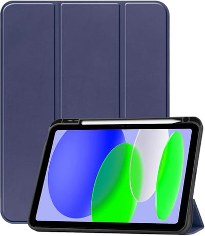 Hoesje Geschikt voor Apple iPad A16/A18 (2025/2026) - 11 inch (11e & 12e generatie) - Dun & Stevig - Trifold Bookcase - Hard Cover Case - Met Uitsparing Geschikt voor Apple Pencil - Hardcover Book - Tablet Hoes - Donkerblauw
