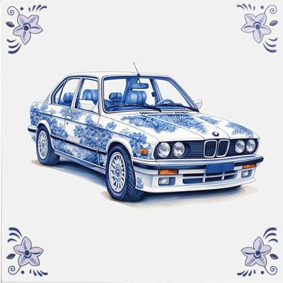 Delfts blauw tegeltje BMW design - delfts blauw wandbord - delftsblauw - hollandse cadeautjes - wanddecoratie - decoratieve accessoires