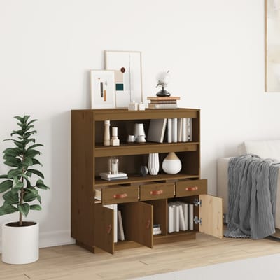 vidaXL - Hoge - kast - 100x40x108,5 - cm - massief - grenenhout - honingbruin