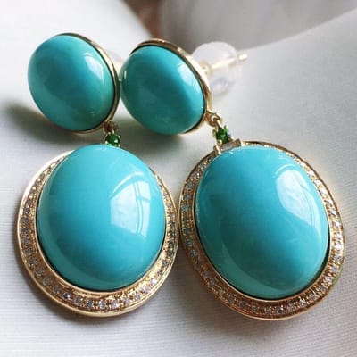 Mode Vintage Turkoois Druppel Oorbellen Originele Glanzende Blauw Groene Ovale Oorbellen Voor Vrouwen Bruiloft Eenvoud Fijne Sieraden blue