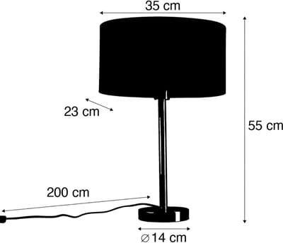 QAZQA simplo shade - Moderne Tafellamp met kap - 1 lichts - H 55 cm - Zwart - Woonkamer | Slaapkamer | Keuken