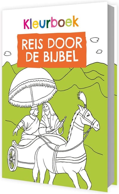 KLEURBOEK - Reis door de Bijbel - 63 christelijke kleurplaten - luxe gebonden hardcover 128 pagina's