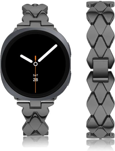 Stravo Ruitvormig Dun Metalen Horlogebandje – Geschikt voor Samsung Galaxy Watch 9 (40/44mm) / Watch 8 (40/44mm) / 8 Classic (46mm) – Slank RVS Ketting bandje voor Dames – Zwart