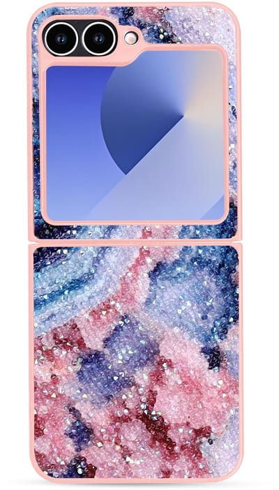 Casemania Hoesje Geschikt voor Samsung Galaxy Z Flip 6 - Nova - Diamant Marmer Glitter Back Cover