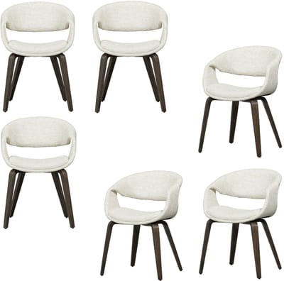 WOOOD Yossi Eetkamerstoelen Houten Bruine Poot - Naturel - Set van 6