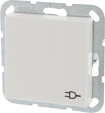 Gira System 55 contactdoos - inbouw - 1-voudig - randaarde - met klep - polarwit