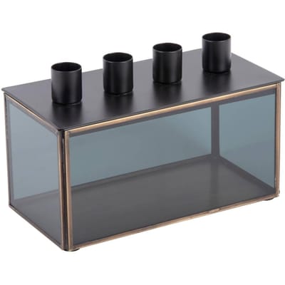 Present Time Kandelaar Boxed Rectangle - Zwart - 20x10x13cm - Modern - Glas
