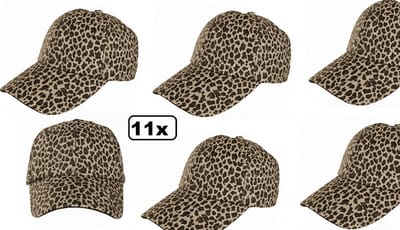 12x Baseball cap panter glitter goud - festival thema feest glitter and glamour