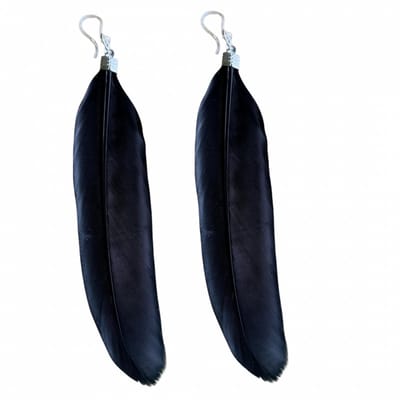 Allergievrije oorbellen- Zwart- Veren- Lang-Charme Bijoux