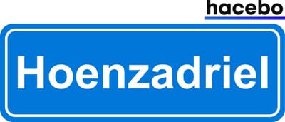 Hacebo - Plaatsnaam Sticker - 29x10 CM - Hoenzadriel sticker - Verkeersborden sticker - grappige cadeaus - Hoenzadriel