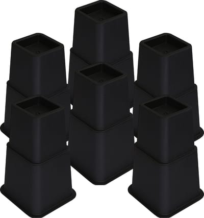 JustValue Verstelbare Meubelverhoger set - Geschikt voor 6 Poten - 8, 11, 20 cm - Max. 600 kg - Modern Zwart Design - Stoelverhogers - Bedklossen