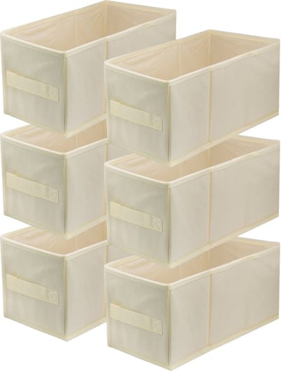 LAVITA® Opbergmand Textiel - 15x31x15 Crème 6 Stuks - Opbergbox Kast Organizer Opbergdoos - Kastlade Verdeler Voor Kleding Ondergoed Badkamer Kledingkast - Vouwdoos Stoffen Doos Opbergdozen