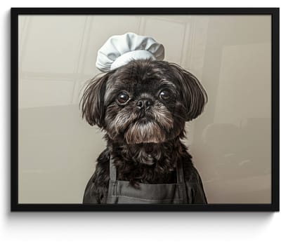 Poster in lijst - Fotolijst 70x50 cm - Posters - Kokskleding - Zwart - Hondje - Posterlijst zwart - Decoratie - Wanddecoratie woonkamer - Muurdecoratie slaapkamer
