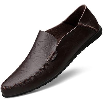Herenschoenen Grote Maten Schoenen van Echt Leer Mode Instappers Casual Schoenen Britse Laag Uitgesneden Leren Schoenen Heren Luie Schoenen 47 bruin