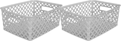 5Five Opbergmand/box van kunststof - 2x - grijs - 19 x 25 x 10 cm - 4 liter