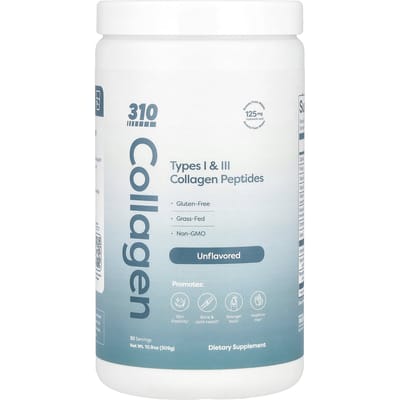 310 Nutrition, Collageen, Type I en III Collageen Peptiden, Ongezoet, 10,9 oz (309 g)