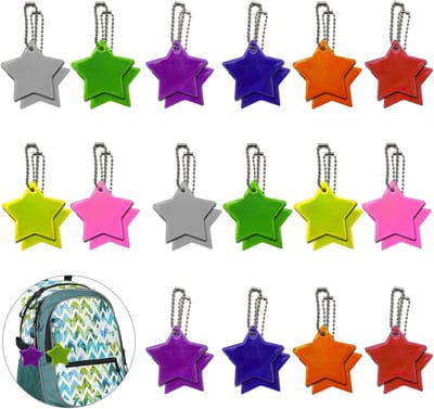 Reflector Hanger, 32 Stuks Veiligheidsreflectoren voor Kinderen, Stervormig, Geschikt voor Kleding, Schooltassen en Fietsen