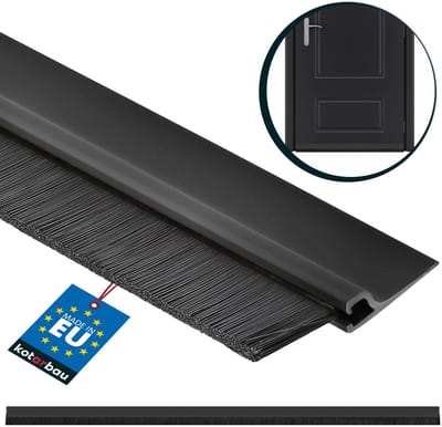 KOTARBAU® Deurborstel, PVC, 1 m, Zwart, 45 mm, Borstelafdichting, Tochtstrip met Borstel, Tochtstrip Onderkant Deur, Deurborstel Nylon, Deurstrip Tegen Ongedierte, Zelfklevend
