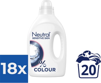 Neutral Vloeibaar Wasmiddel Kleur 1 liter - Voordeelverpakking 18 stuks